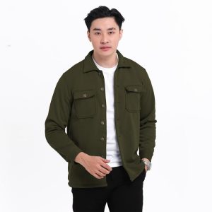 Jaket Trucker Fleece Pria Casual