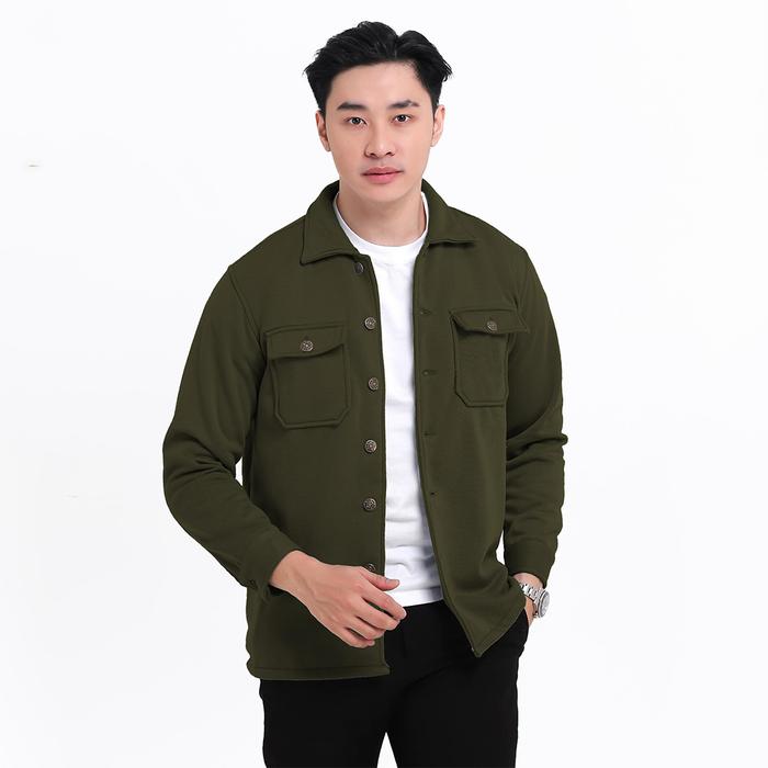 Jaket Trucker Fleece Pria Casual